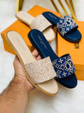 LV Embroidered Slide Slippers