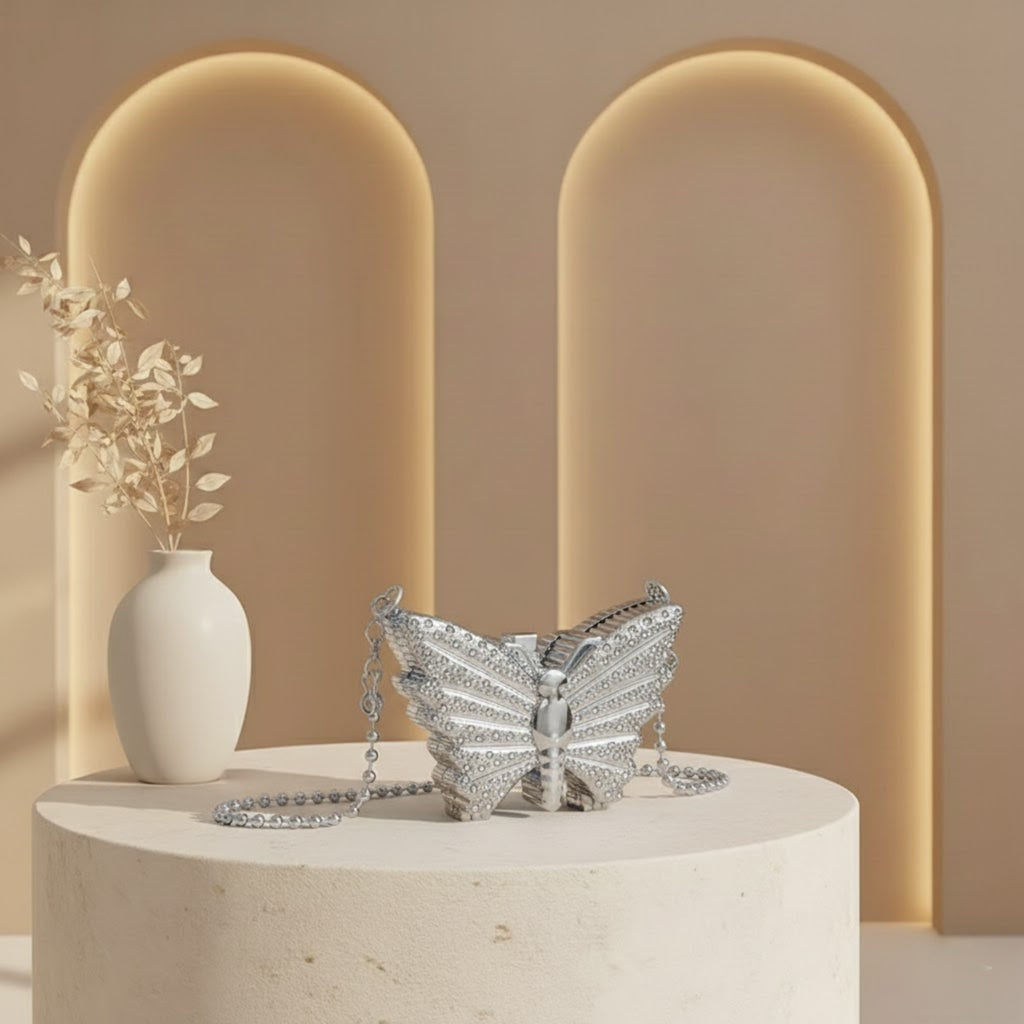 Luxury Butterfly Crystal Clutch