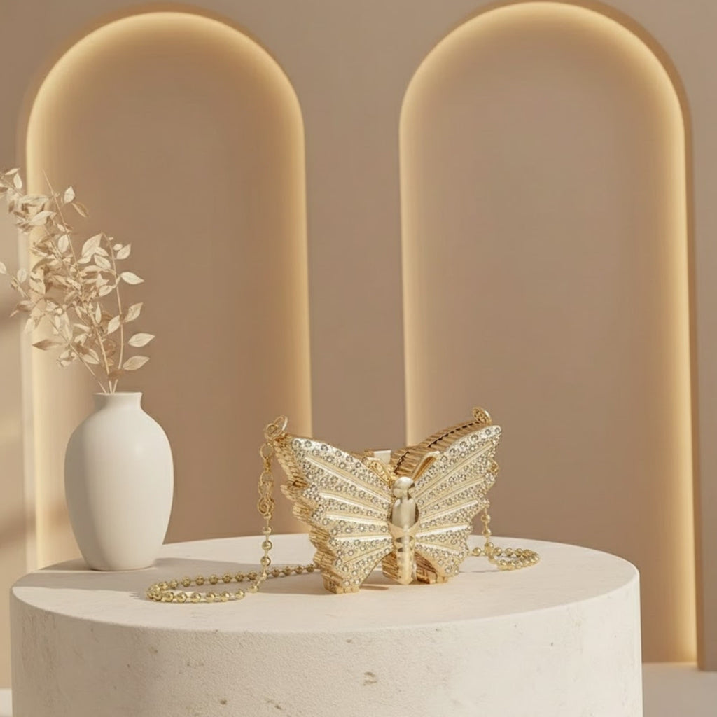 Luxury Butterfly Crystal Clutch