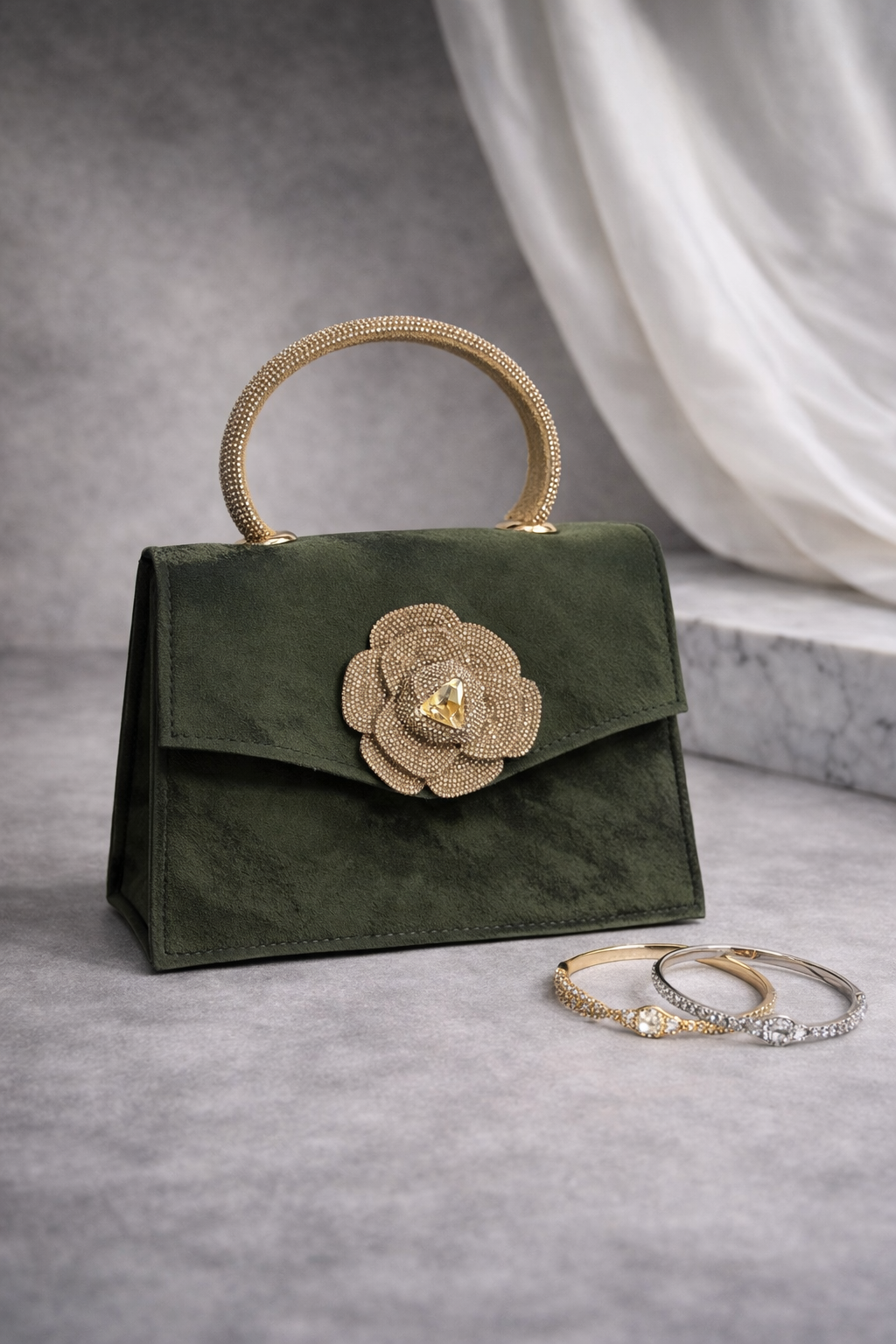 Floral Handle Crossbody Bag