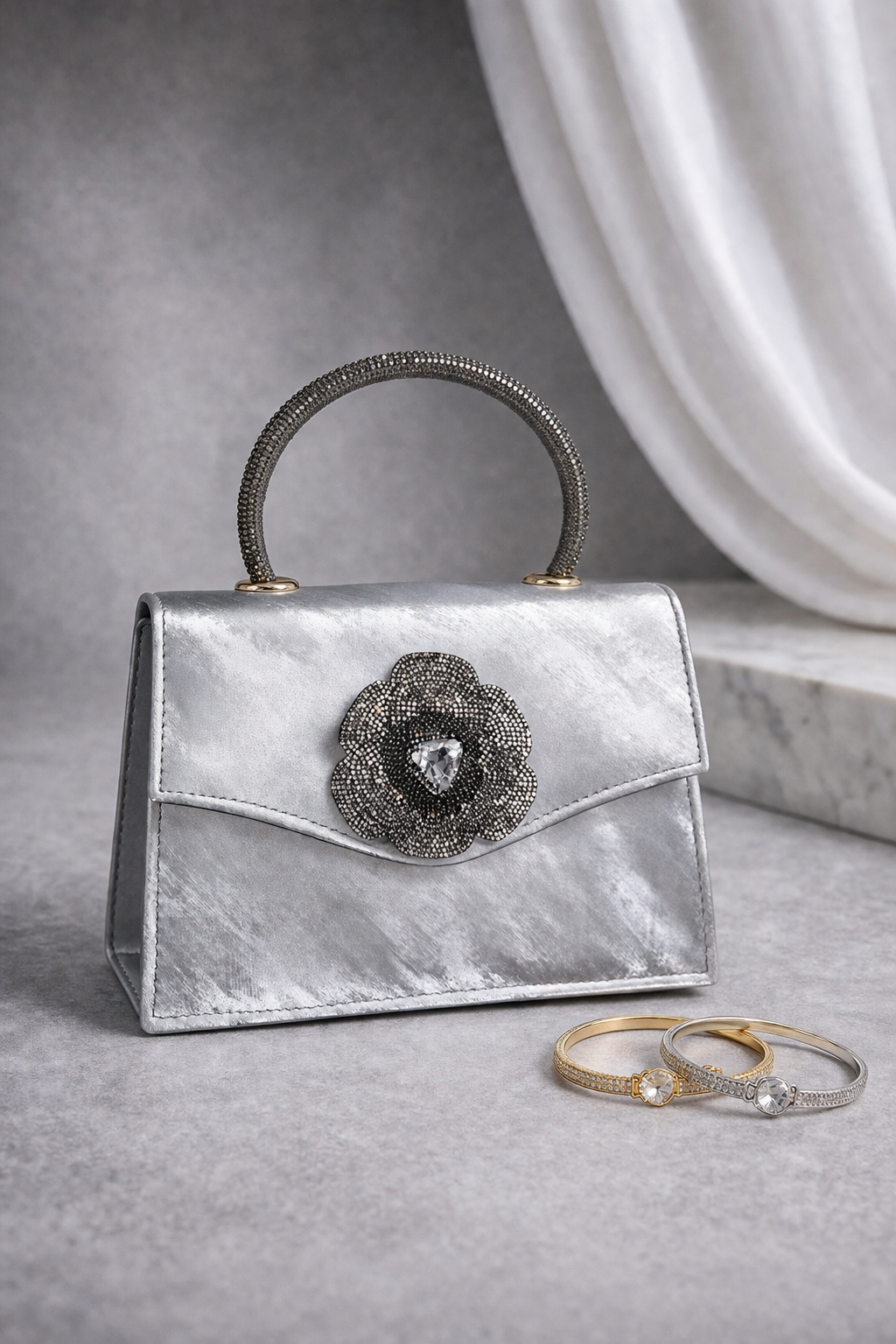 Floral Handle Crossbody Bag