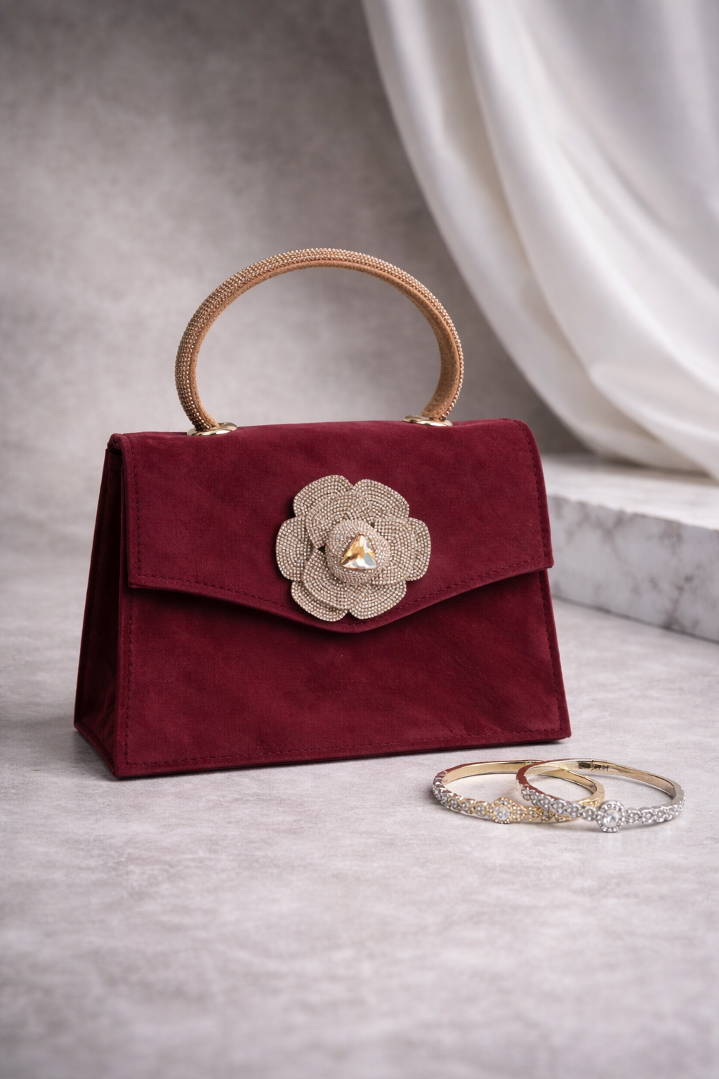 Floral Handle Crossbody Bag